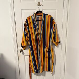 Vintage 60s 70s Roytex Striped Lounge Robe | Mid Century Modern House Coat